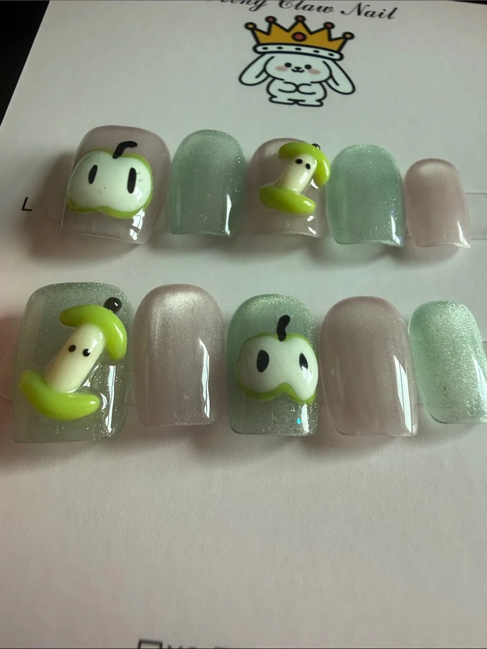 Cute Green Apple 3D Nail Set